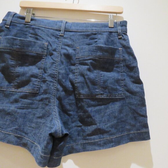 EVEREVE Joelle Stretch Linen Shorts in Stargazer Dark Denim Preppy Casual Comfy - Picture 11 of 14